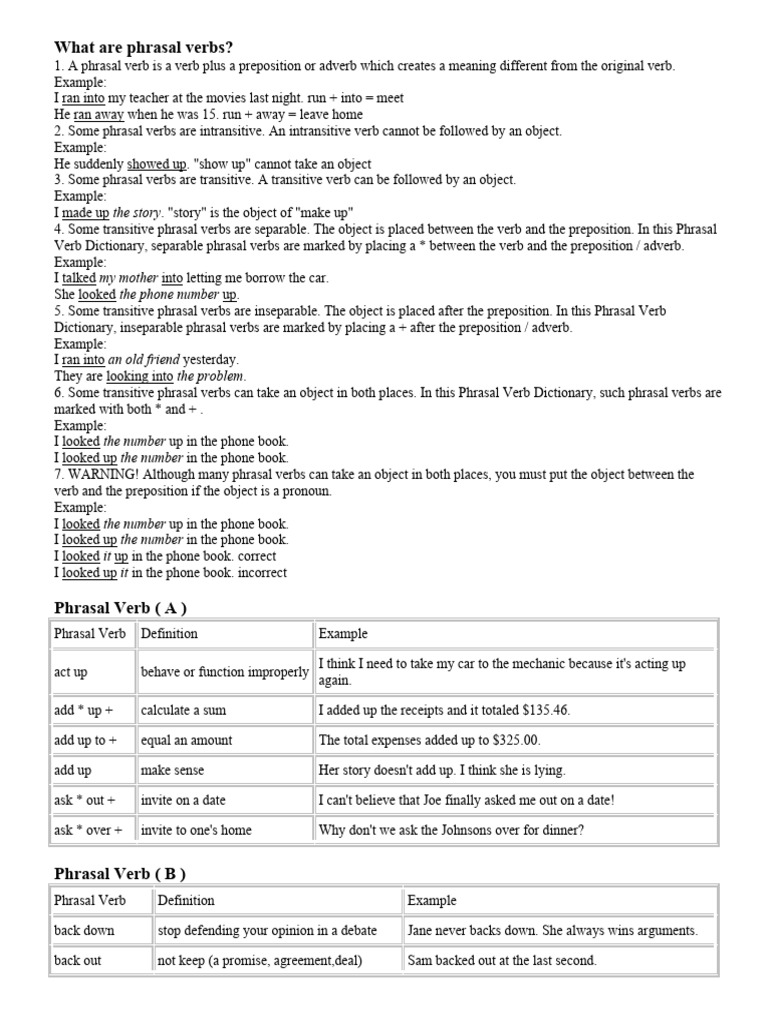 Understanding Phrasal Verbs Explained | PDF | Verb | Object (Grammar)
