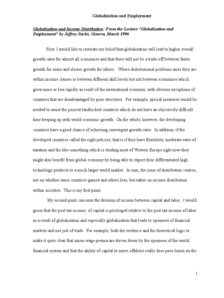 Globalization employment essay image