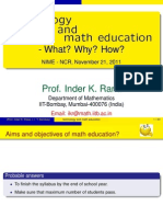 I K Rana: Technology and Math Education - What? Why? How?