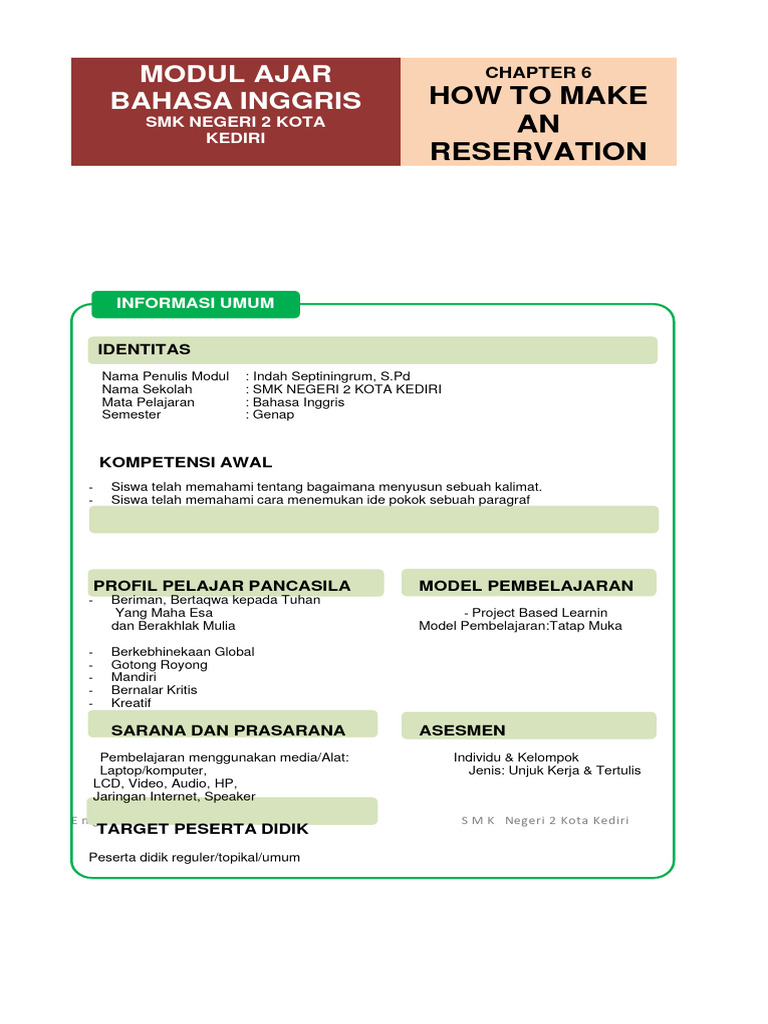 MODUL AJAR 6 Procedure Text | PDF