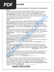 Ghazali Guess Paper Chemistry 9TH 2024