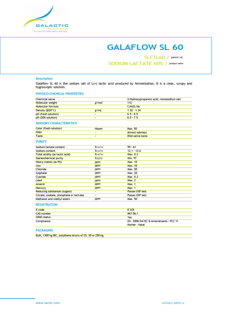 SLFTL60 E 200904 v2 | PDF | Lactic Acid | Salt (Chemistry)