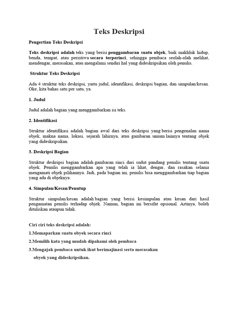 Struktur dan Ciri Teks Deskripsi | PDF | Perjalanan