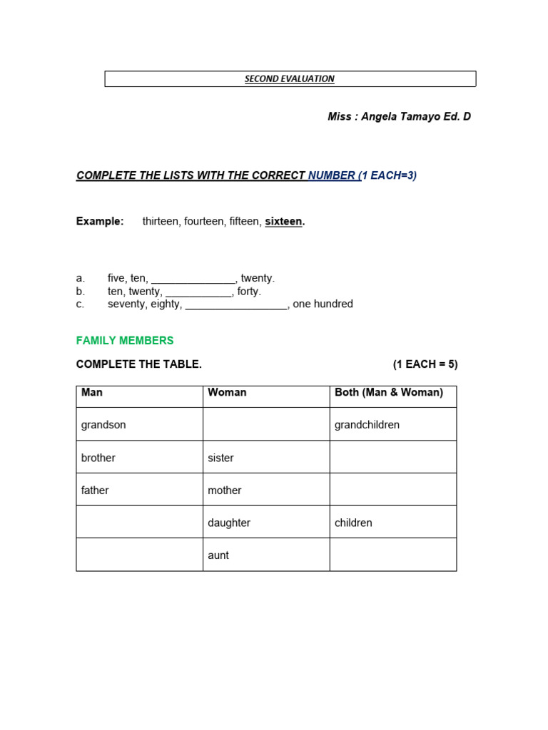 Second Evaluation: English Exercises | PDF