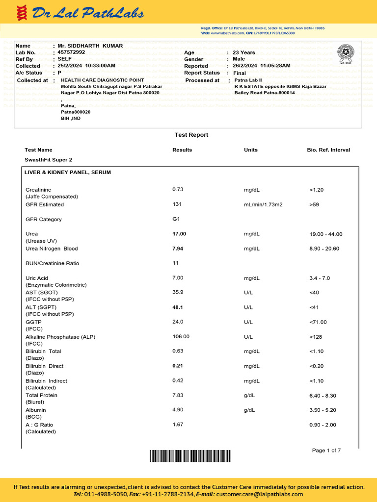 Comprehensive Liver and Kidney Test Report | PDF | Creatinine | Diabetes
