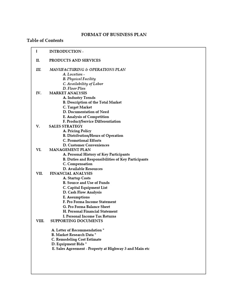 Format of Business Plan - FF Jan 2024 - Enhanced | PDF | Expense ...