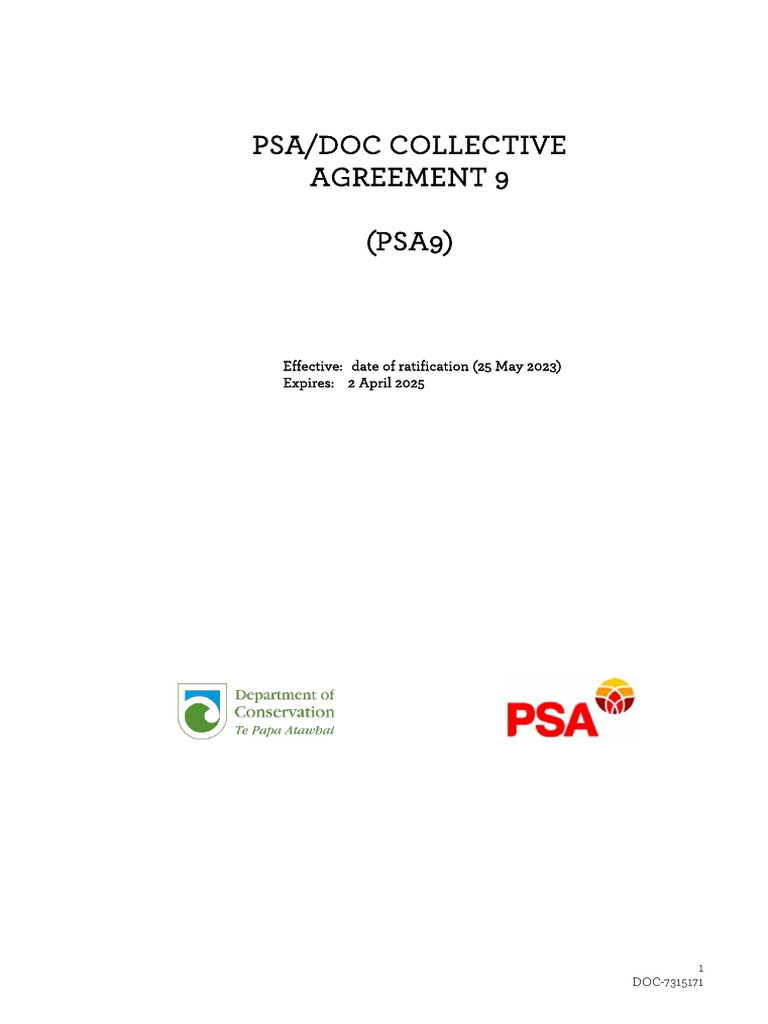 Psa Doc Collective Agreement | PDF | Employment | Salary