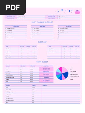 Party Planner and Checklist