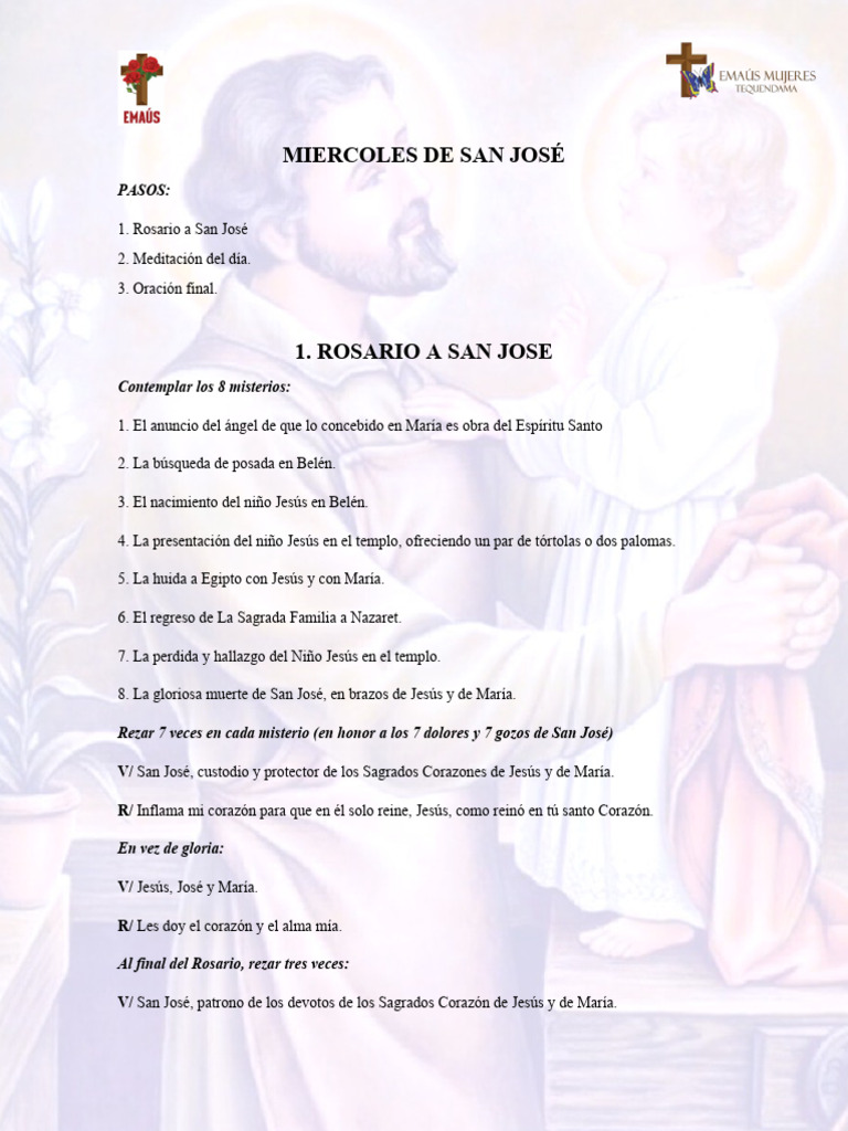 Rosario y Meditación a San José | PDF | María, madre de Jesús | San José