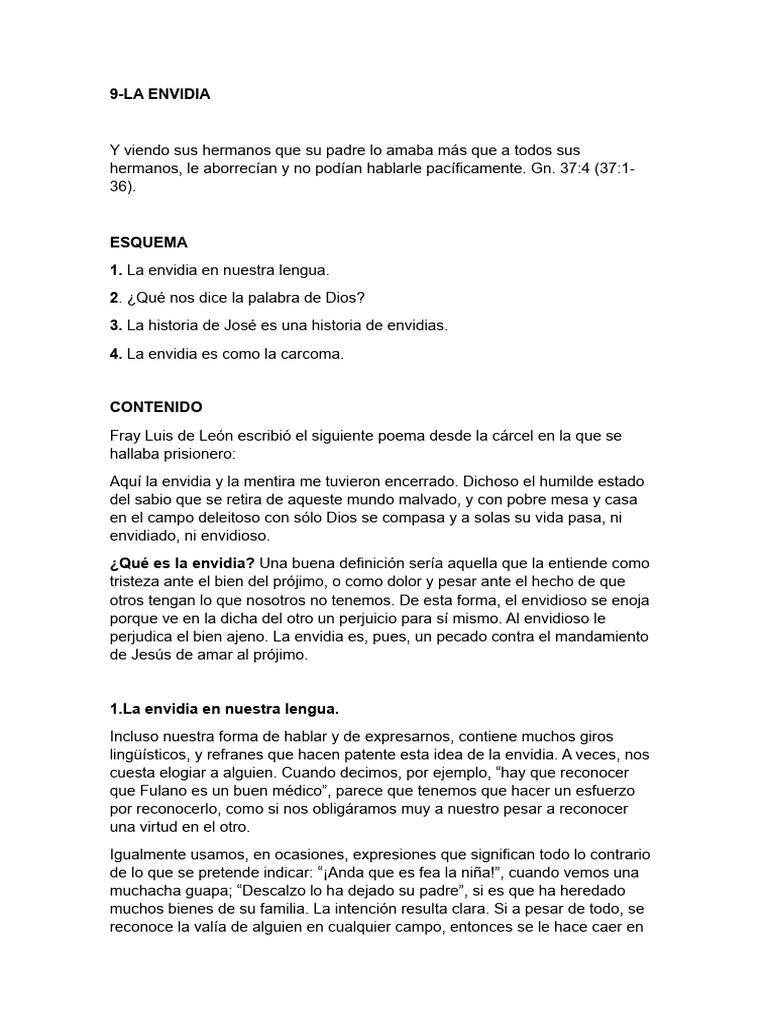 La Envidia: Definición y Consecuencias | PDF | Envidia | Sabiduría