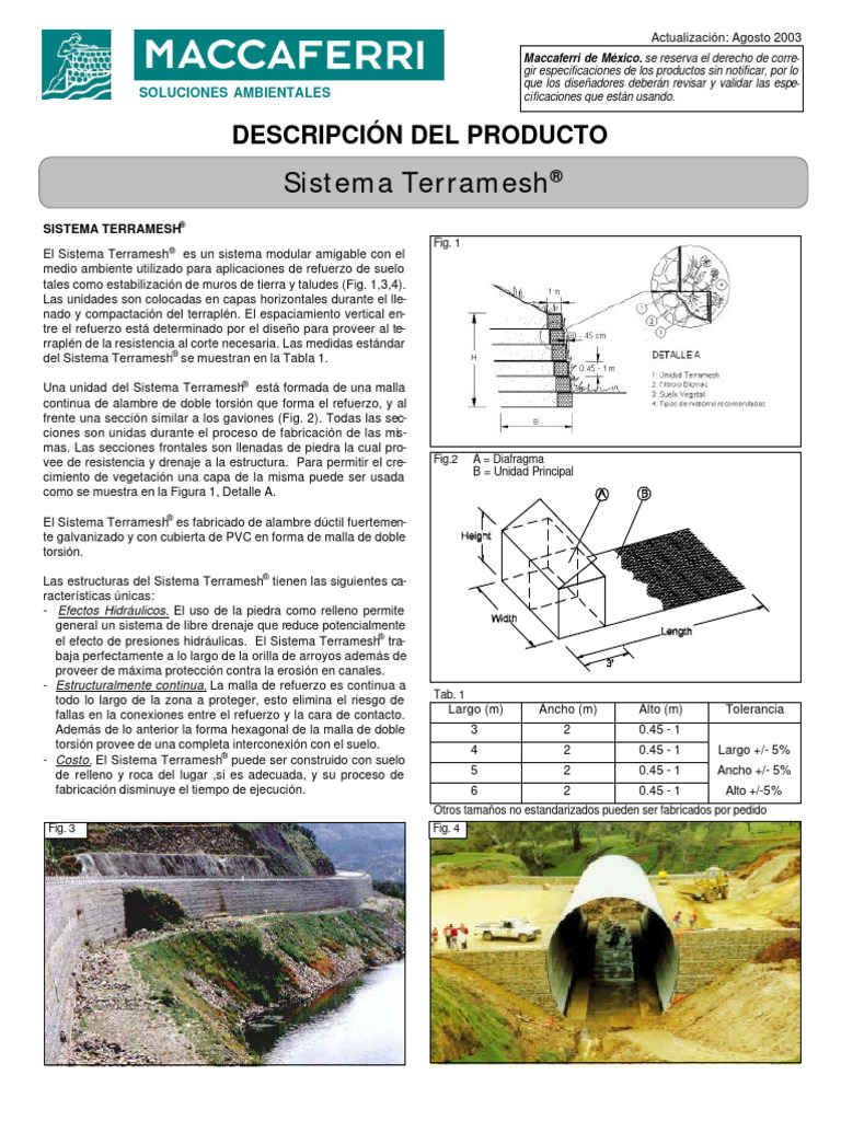 Sistema Terramesh®: Refuerzo Ecológico de Suelo | PDF | Suelo