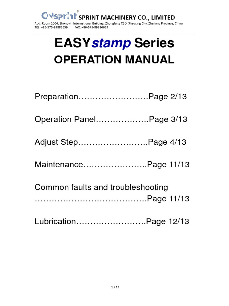EASYstamp Series Operation Manual | PDF | Manufactured Goods ...