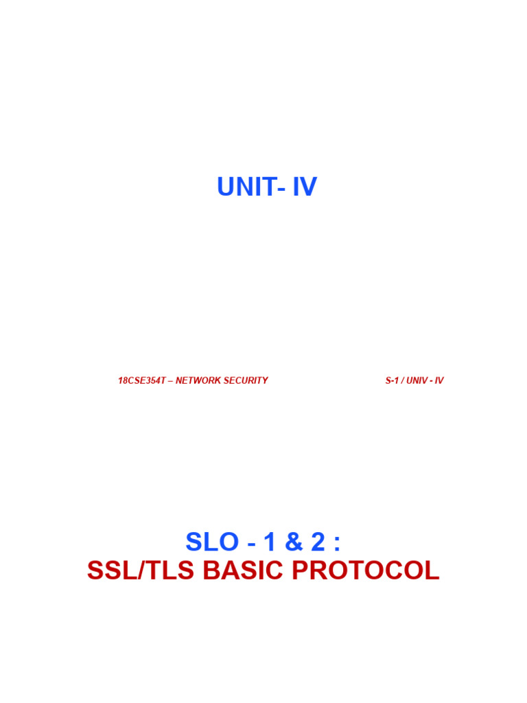 18CSE354T Network Security Unit IV | PDF | Transport Layer Security ...