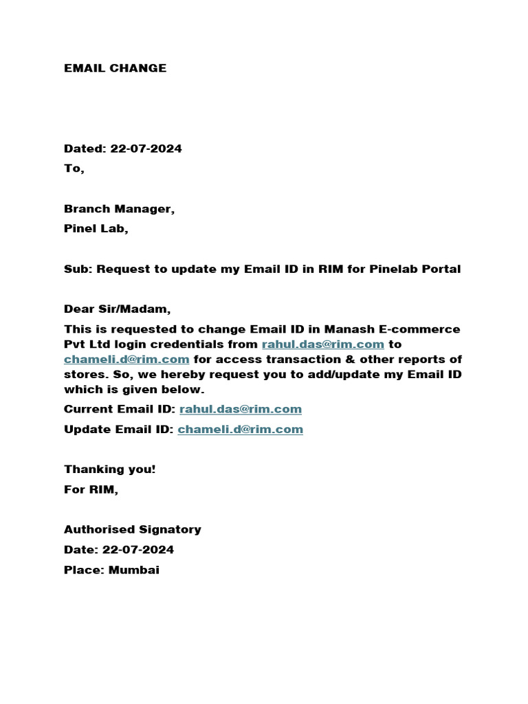 EmailID Change | PDF