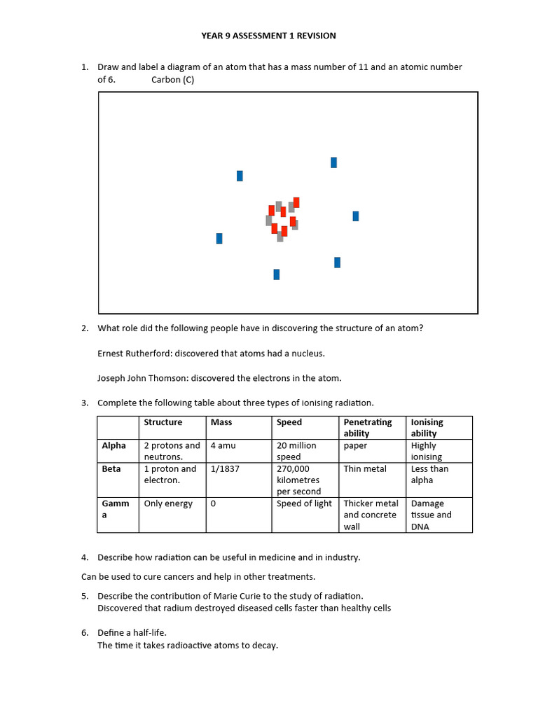 Year 9 Atom and Radiation Revision Guide | PDF | Science & Mathematics