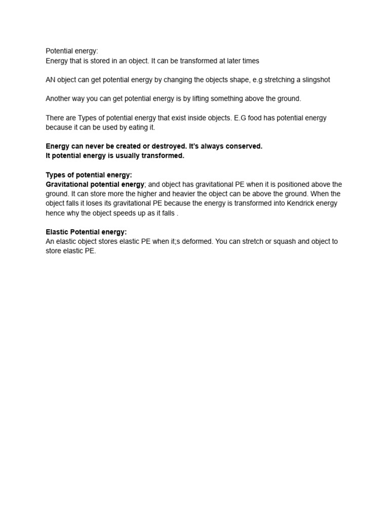 Understanding Types of Potential Energy | PDF | Science & Mathematics