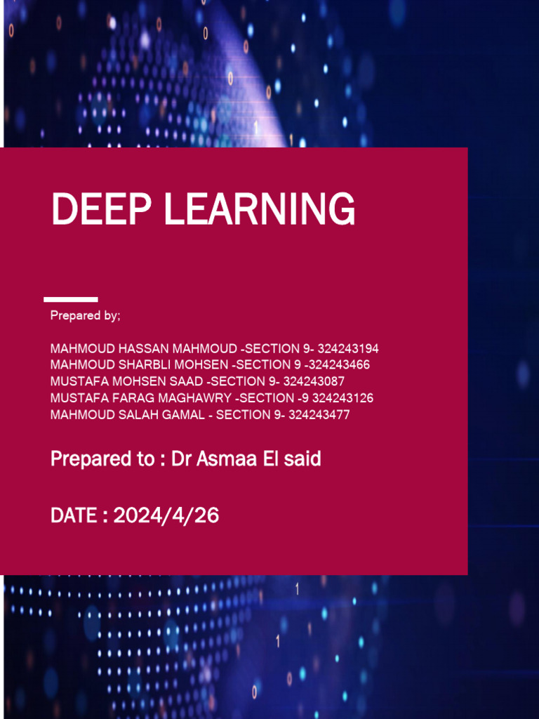 Deep Learning Project | PDF | Deep Learning | Artificial Neural Network