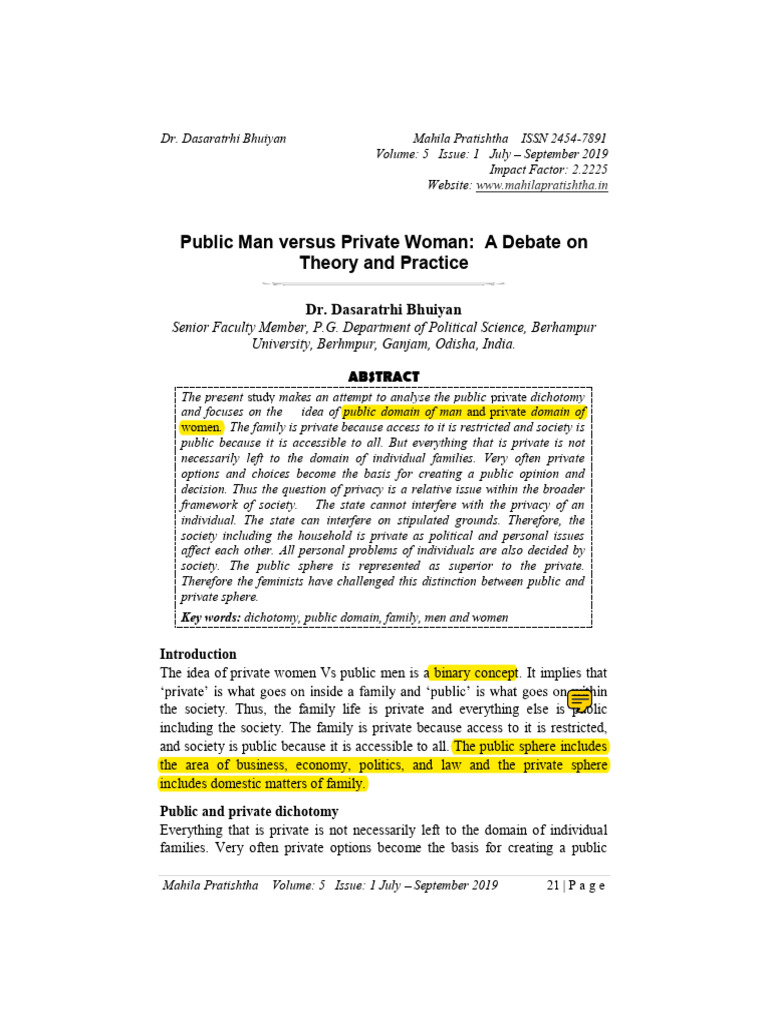 Public vs. Private: Feminist Perspectives | PDF | Gender Studies | Feminism