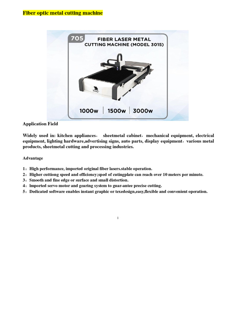 Laser 3015 Full Spec - For Merge | PDF | Laser | Sheet Metal