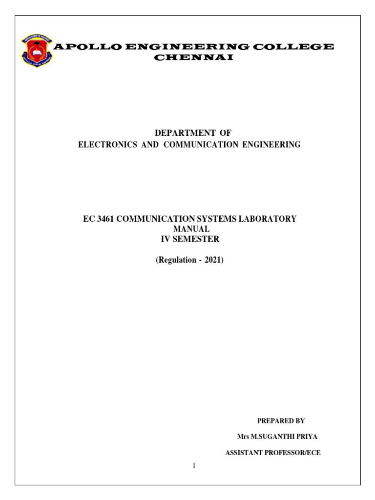 EC 3461 Communication Systems Lab Manual | PDF | Modulation | Detector ...