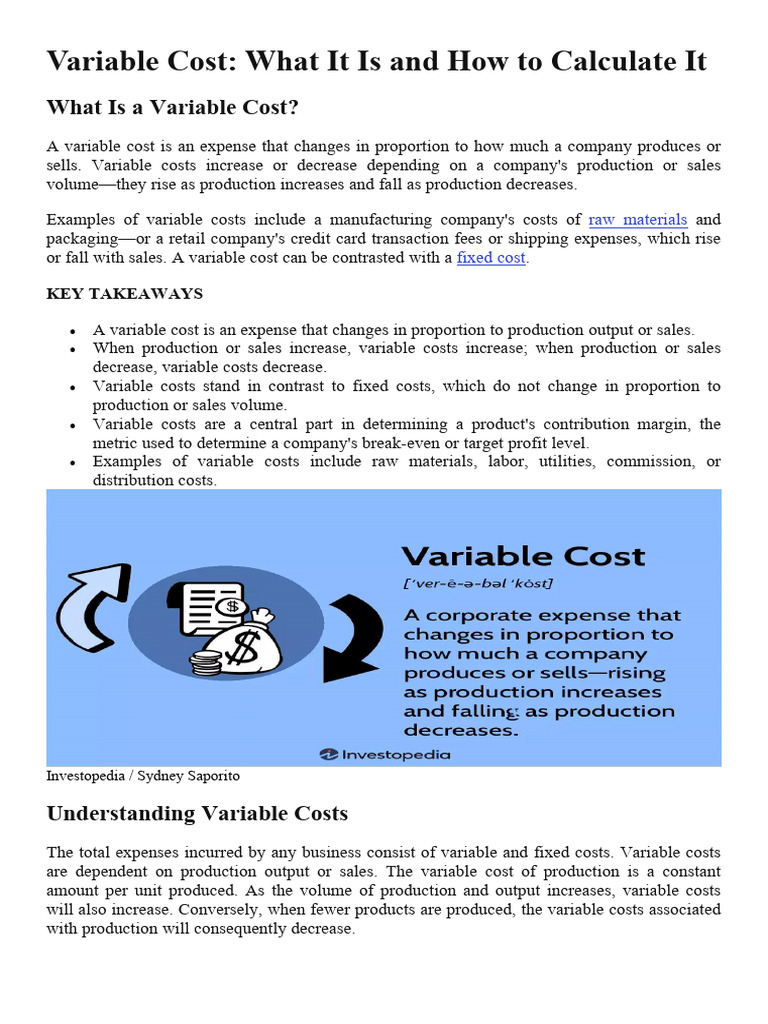 Understanding Variable Costs Explained | PDF | Financial Accounting ...