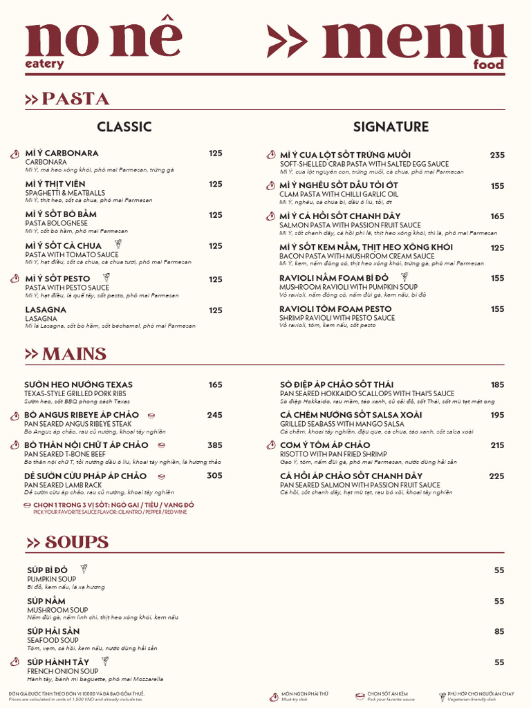 No Ne Food Menu | PDF