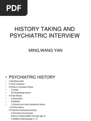 History Taking and Psychiatric Interview