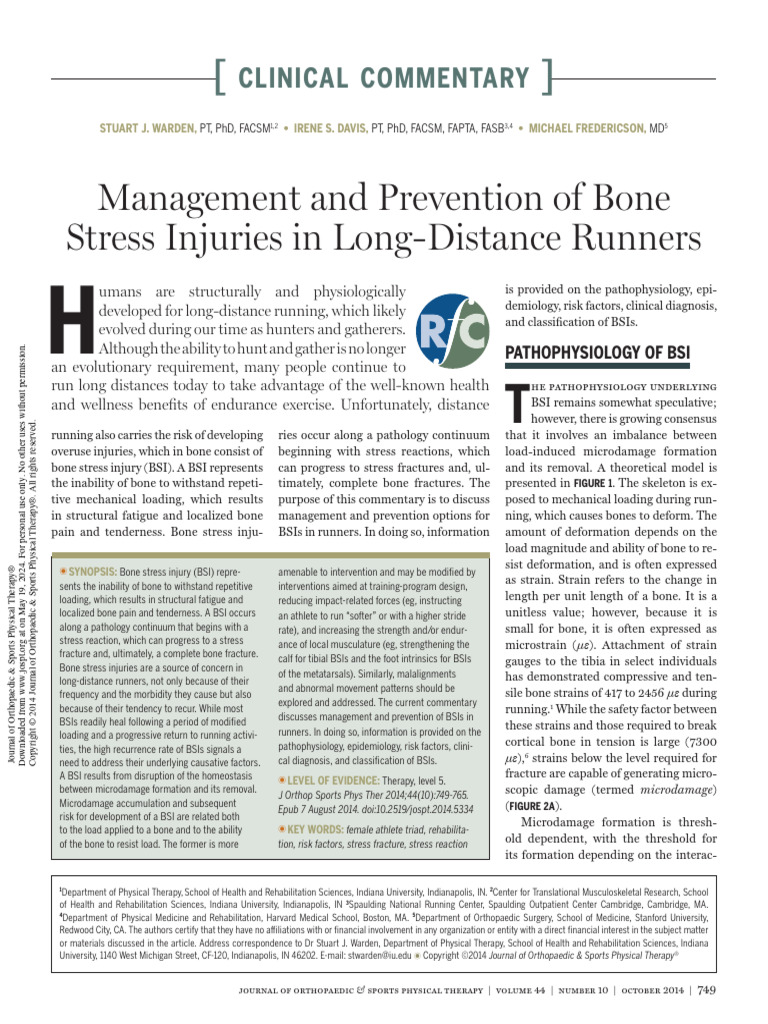 Management and prevention of bone stress injuries in long-distance ...
