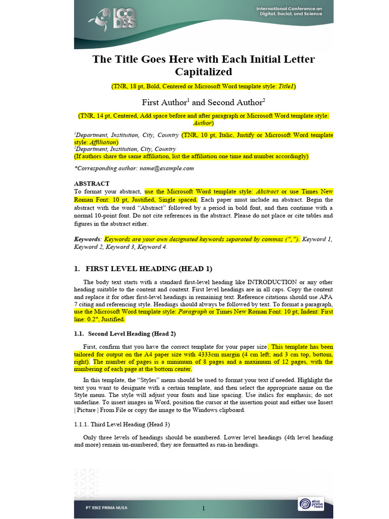 Document Formatting Guidelines for Papers | PDF | Microsoft Word ...