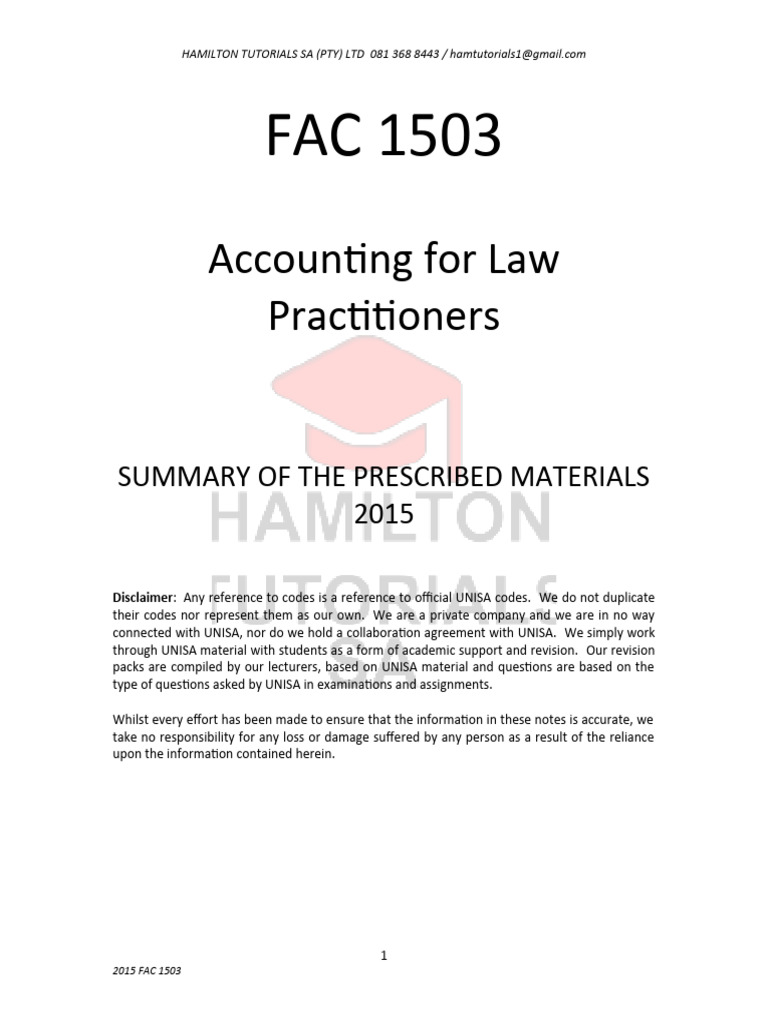 FAC 1503 Accounting Study Guide | PDF | Debits And Credits | Equity ...