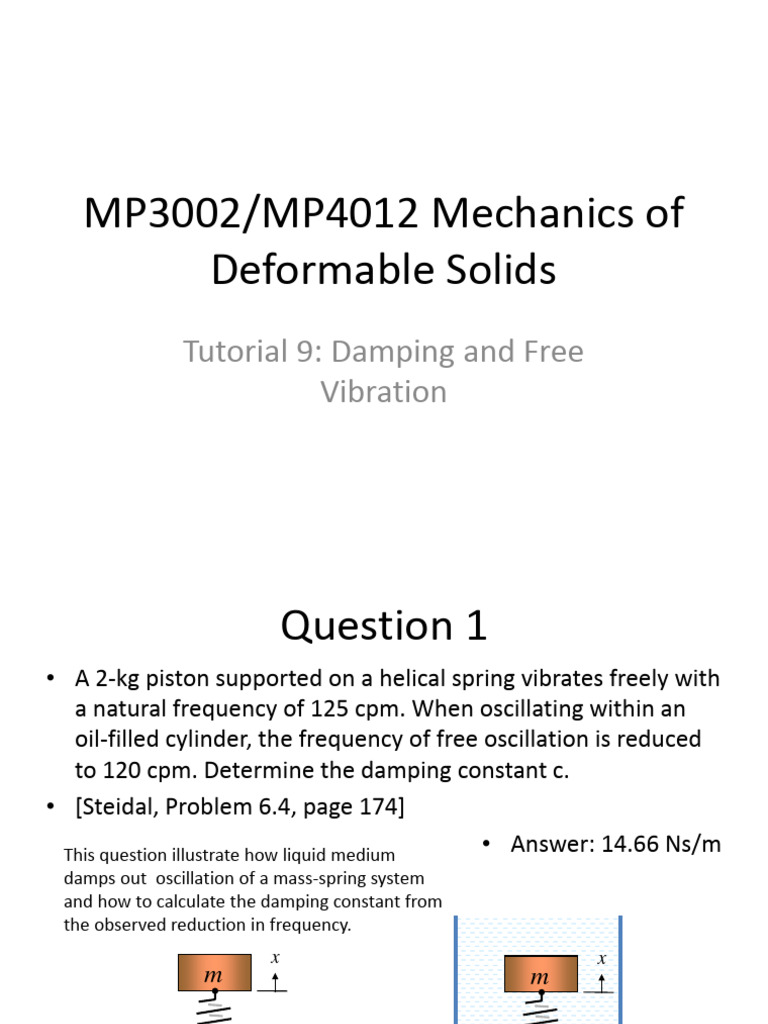 Damping and Vibration Analysis in Mechanics | PDF | Damping | Force