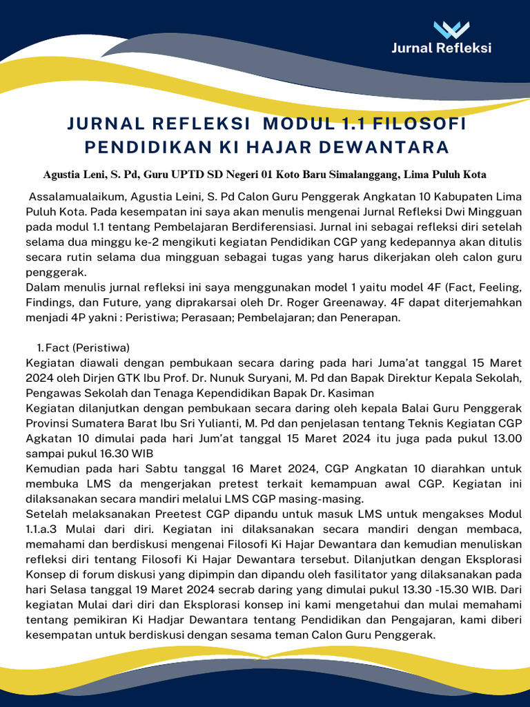 Refleksi CGP: Pembelajaran Berdiferensiasi | PDF | Karier & Perkembangan