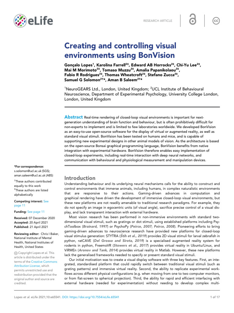 Elife 65541 v3 | PDF | Augmented Reality | Rendering (Computer Graphics)