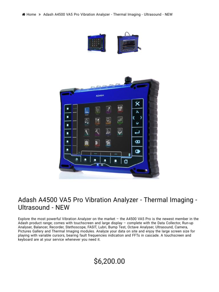 Adash A4500 VA5 Pro Vibration Analyzer - Thermal Imaging - Ultrasound ...