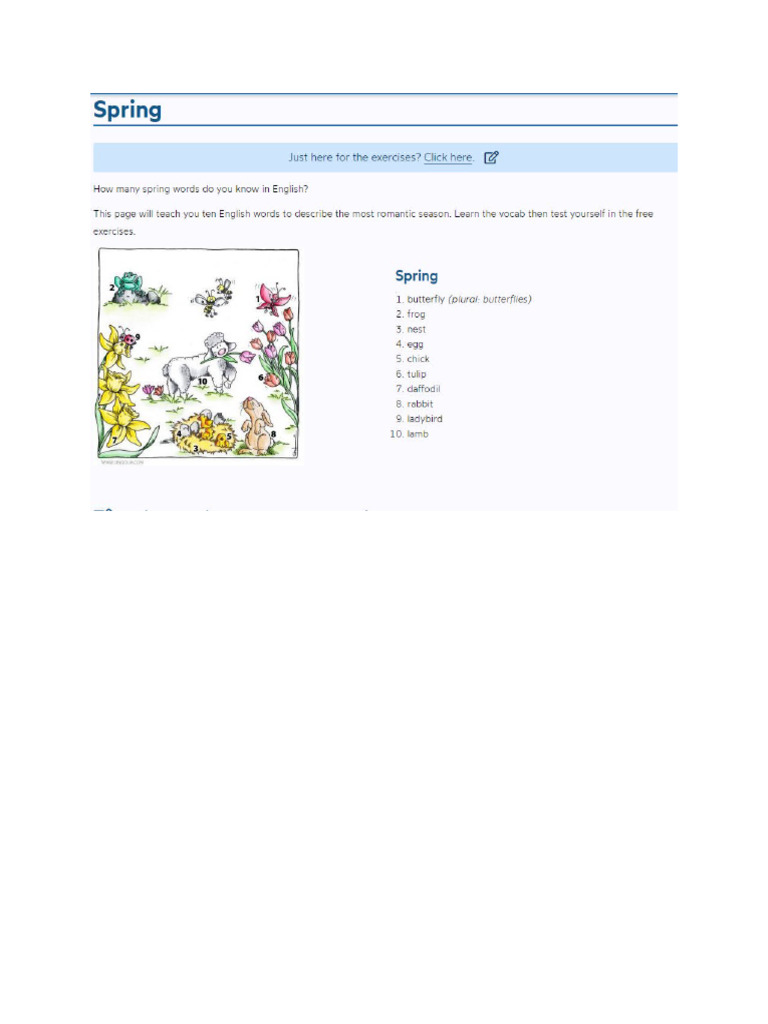 Spring Vocabularies in English | PDF