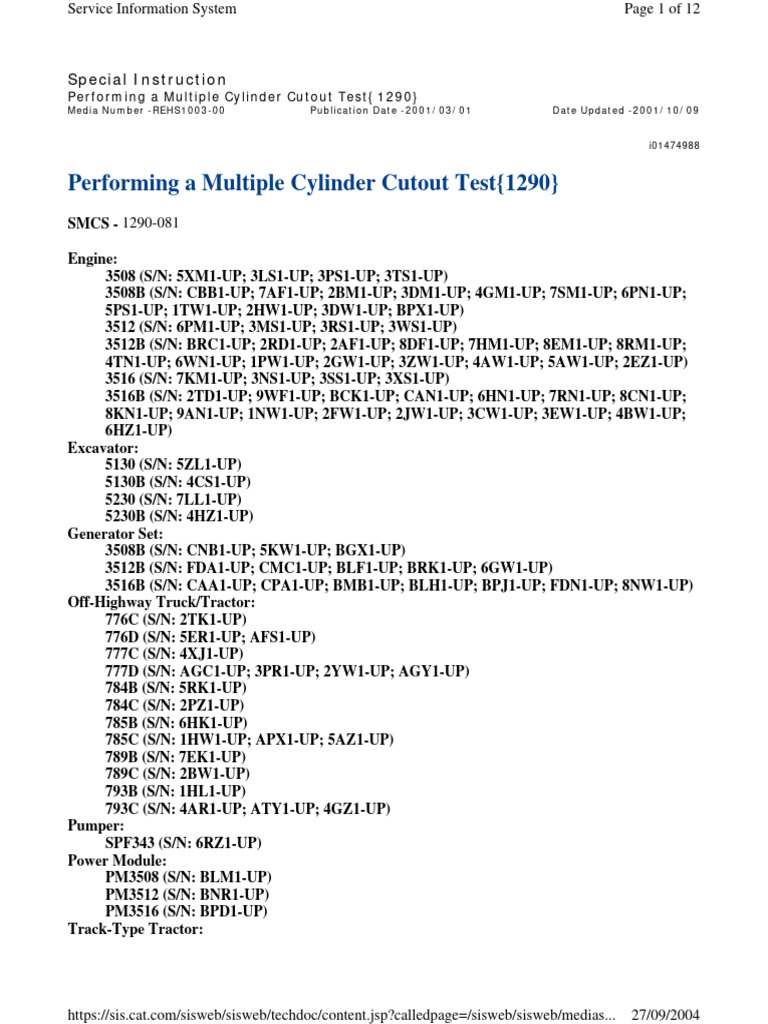 Multiple Cylinder Cutout Test Guide | PDF | Engines | Throttle
