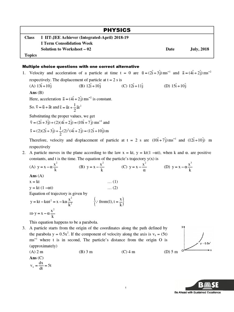 Worksheet - 02 Q + Soln | PDF | Mechanics | Temporal Rates