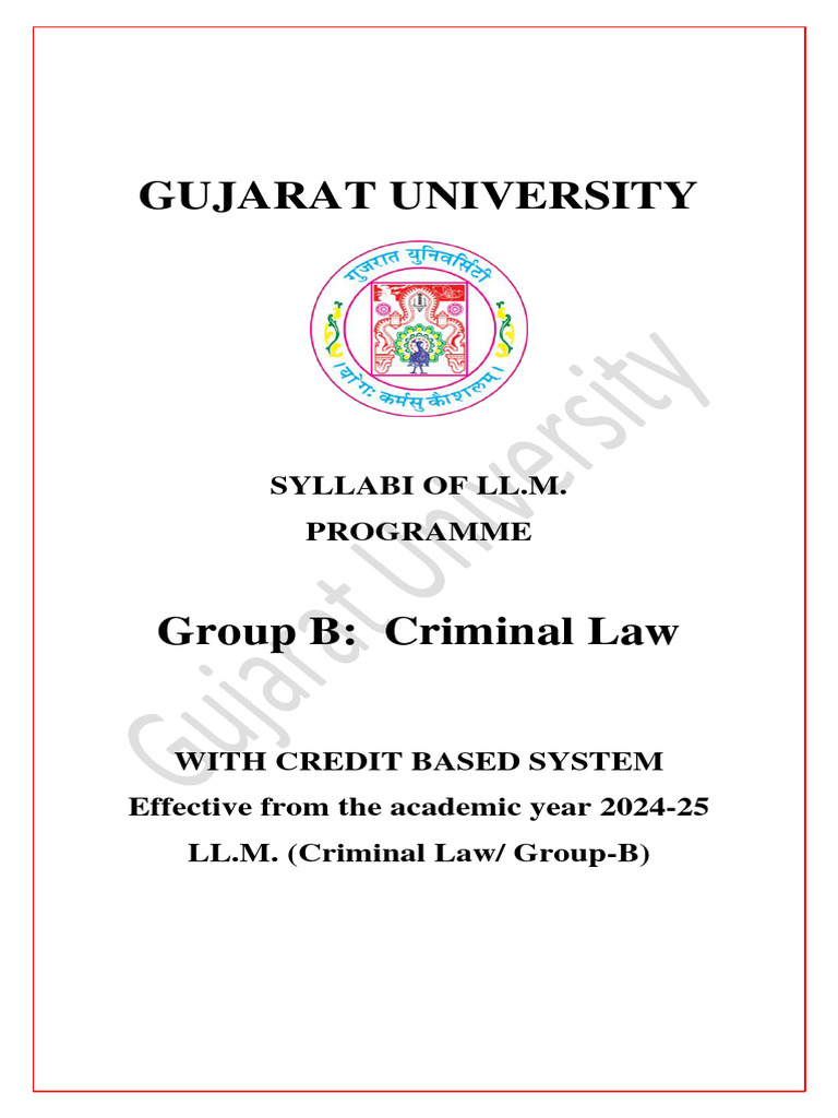 Llm Criminal Law Revised Syllabius 2024 25 Pdf Crimes Crime