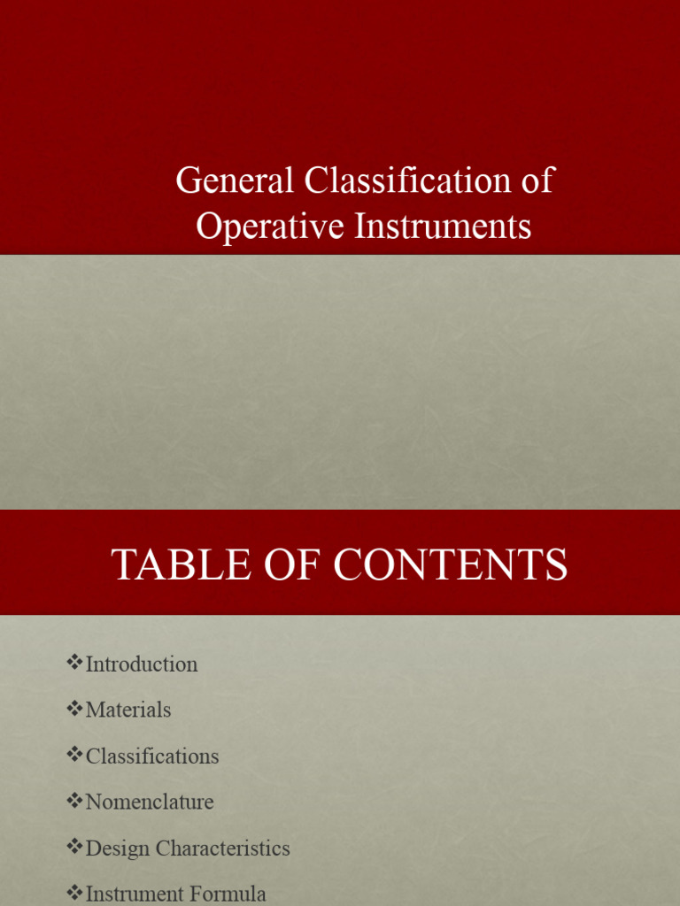 Operative Instruments Classification Guide | PDF | Blade