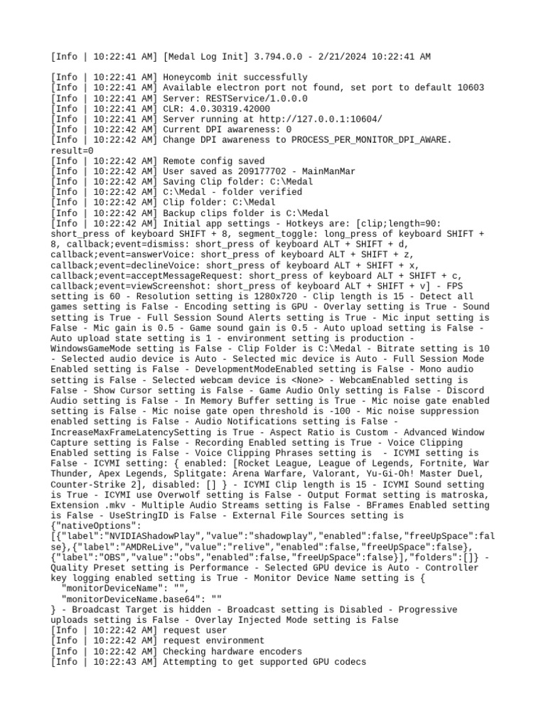 Medal App Initialization Log 3.794.0.0 | PDF | Software | Computing