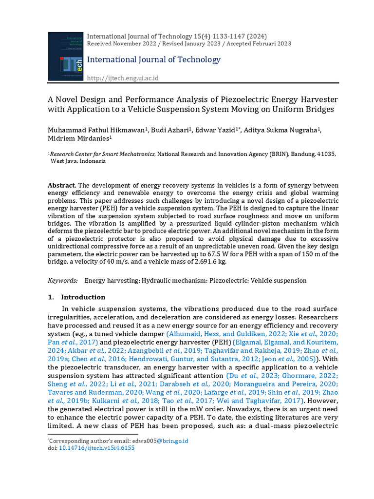 IJTech - ME 6155 - A Novel Design and Performance Analysis of Piezoel ...