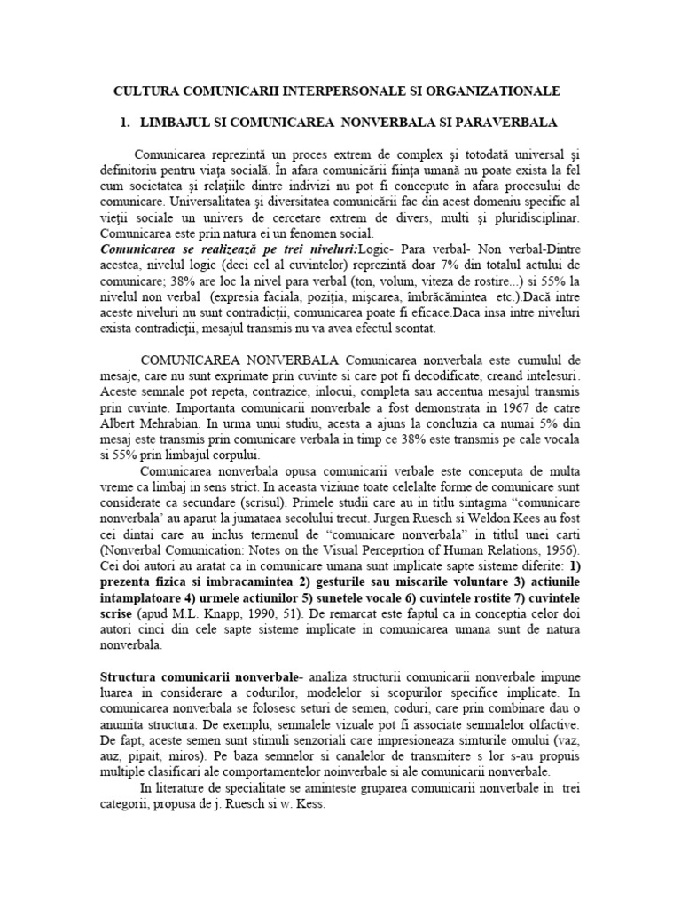 Comunicarea Nonverbala | PDF