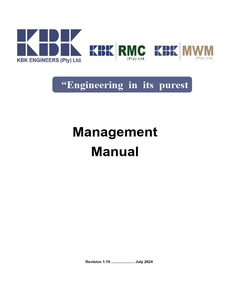 KBK Engineers Management Manual 2024 | PDF | Risk | Quality Management ...