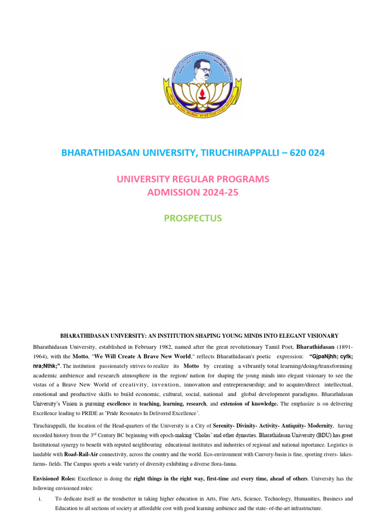 BDU Admission Prospectus 2024-25 | PDF | University And College ...
