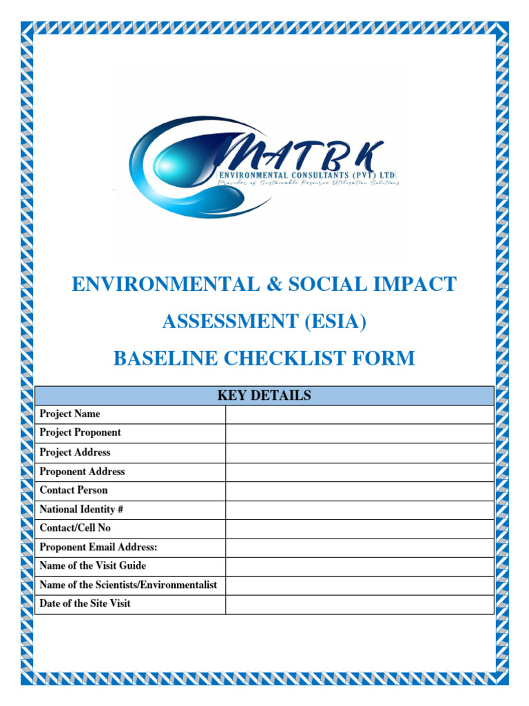 ESIA Checklist Form - 070044 | PDF | Waste Management | Waste