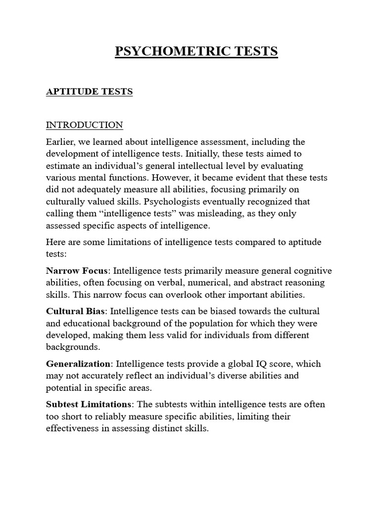 Aptitude Test | PDF | Intelligence Quotient | Wechsler Adult ...