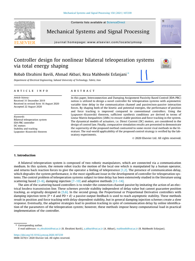 Controller Design For Nonlinear Bilateral Teleoperation Systems Via ...