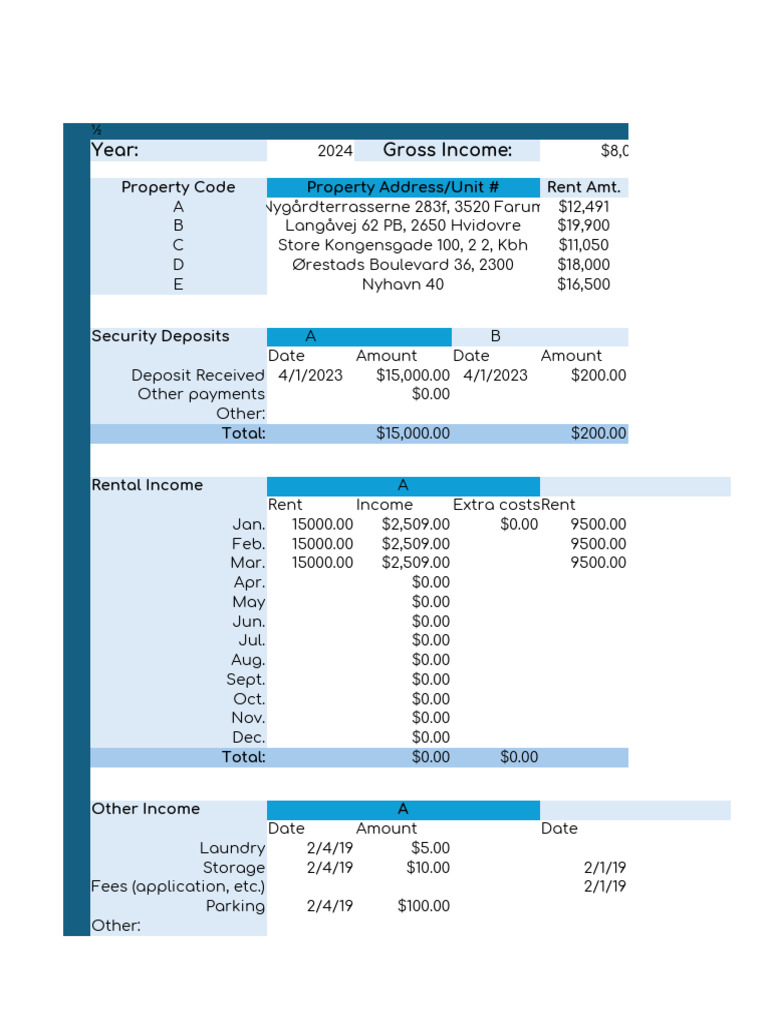 Rental Income and Expense Summary 2024 | PDF | Renting | Taxes