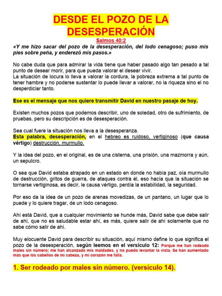 Desde El Pozo De La Desesperación Descargar Gratis Pdf Salmos