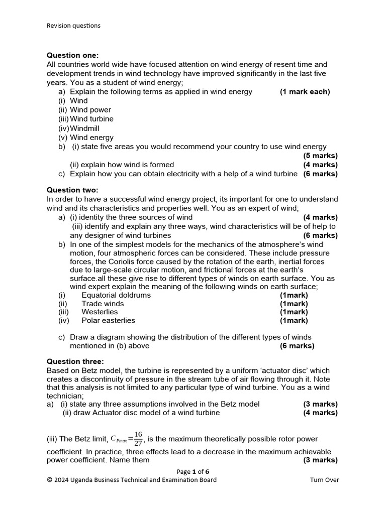 Wind Energy Revision Guide | PDF | Wind Power | Wound
